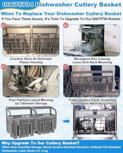 00675794 Dishwasher Cutlery Basket Fits Bosch Thermador 800/500 Series