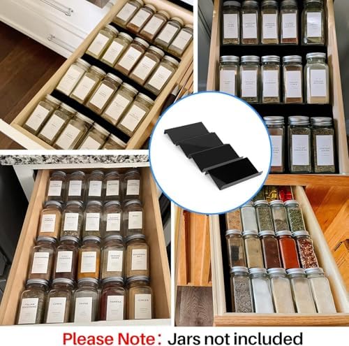 Acrylic Spice Drawer Organizer, 4 Tier Expandable Seasoning Jars