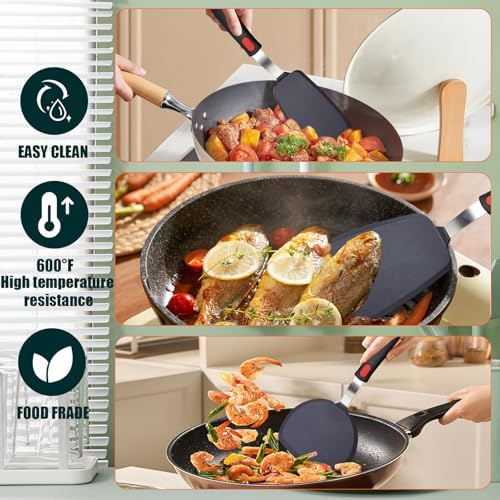 TOTDTDA 3-Pack Large Silicone Spatula Turners