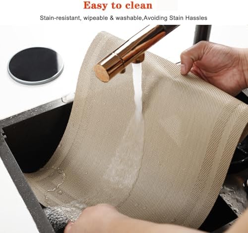 Beige Vinyl Placemats Set of 8,Washable Dining PVC Table Mats