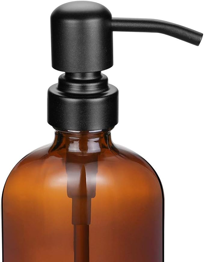 2 Pack Thick Amber Glass Pint Jar Soap Dispenser - Image 2