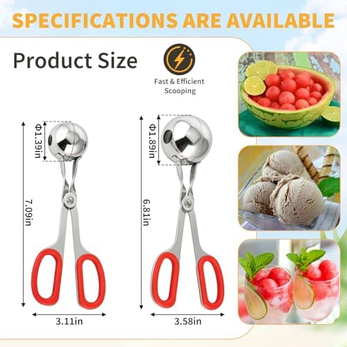Cake Pop Scoop Stainless Steel, 2-Pack Cake Ball Maker, Non-Slip