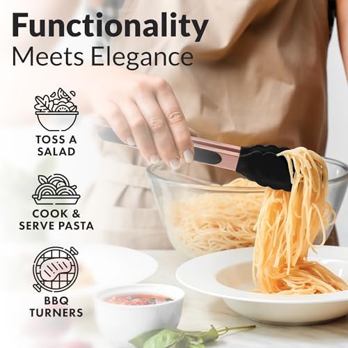 Zulay Stainless Steel Kitchen Tongs, Set of 2, 9” & 12”