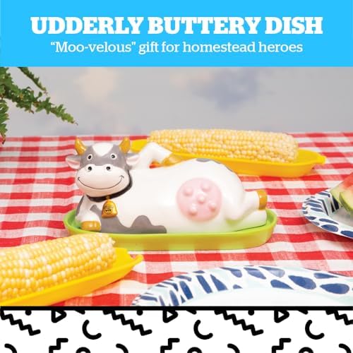 BigMouth Inc Udderly Buttery Novelty Butter Dish, Ceramic Cow-Shaped
