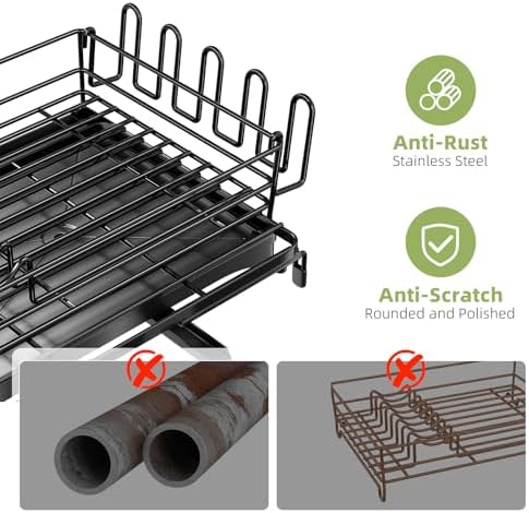 Ekisemio Expandable Dish Drying Rack, Black