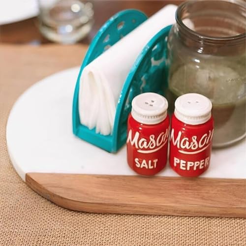 Mason Jar Red Salt and Pepper Shakers Set - Small and Cute Ceramic