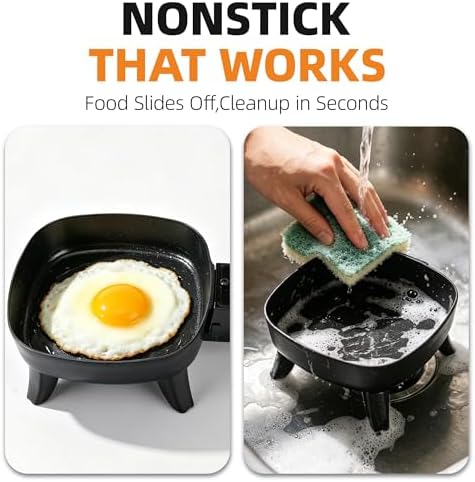 7" Electric Skillet with Lid, Non-Stick Ceramic Electric Frying Pan