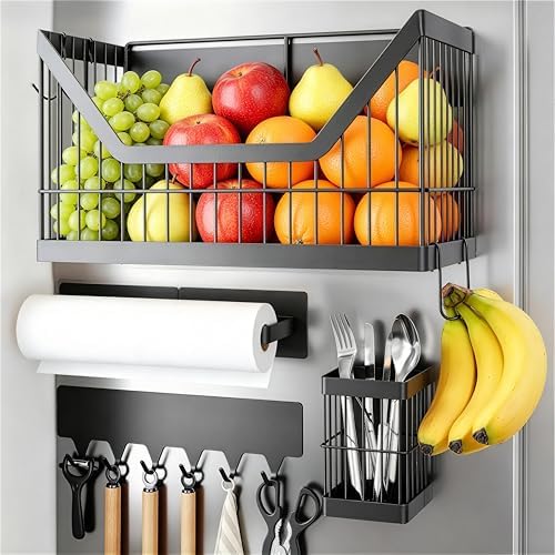 Nieifi Magnetic Shelf for Fridge, Black, 4-Pack