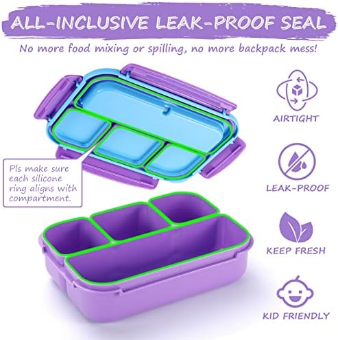 QQKO Bento Lunch Box for Kids Girls Boys, Toddler Kids Lunch Boxes for