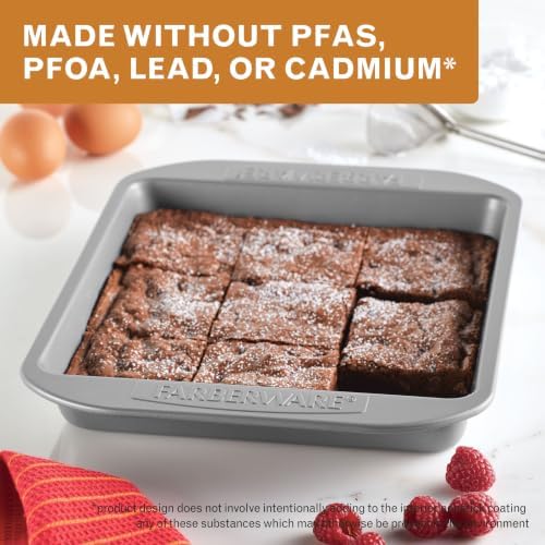 Farberware Nonstick Bakeware 9-Inch Square Cake Pan, Gray