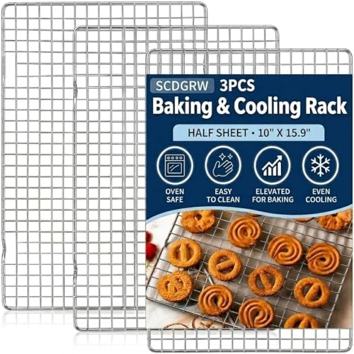 Cooling Rack Set of 2, 10" x 16" No Warp Heavy Duty Stainless Steel
