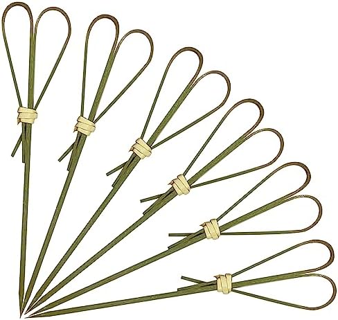 100 Pcs Bamboo Cocktail Picks Toothpicks for Appetizers, 4.7 Inch Cyan