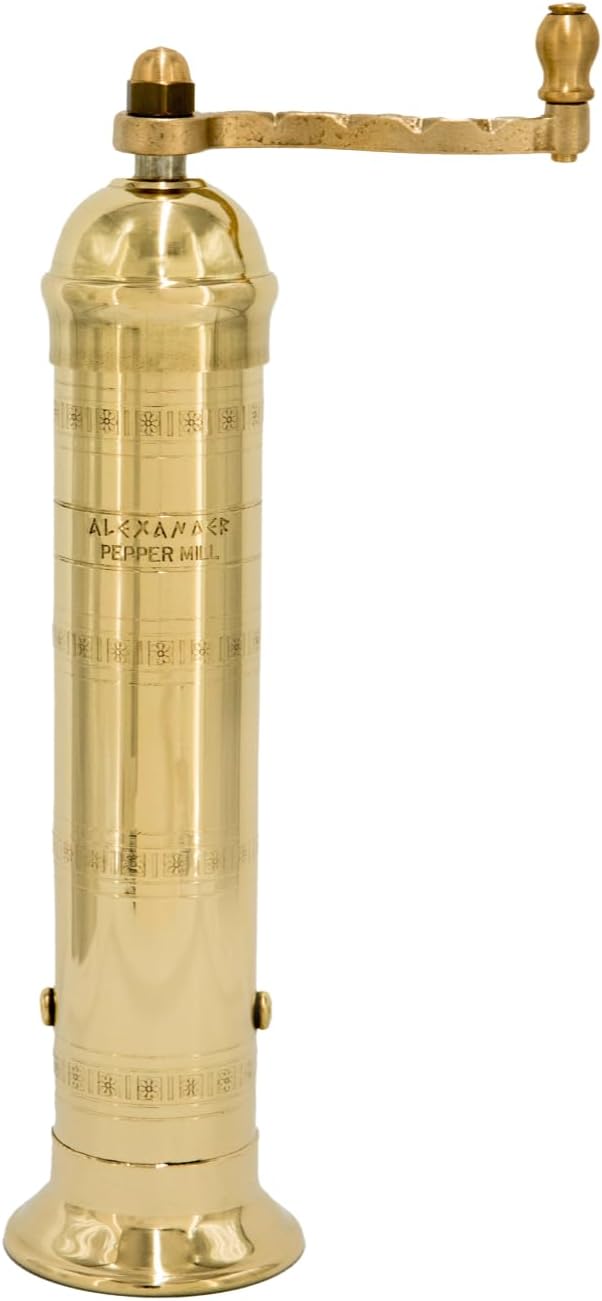 Alexander Home Original Greek Pepper Mill, 9-Inch Brass – European Manual by AlexanderHome