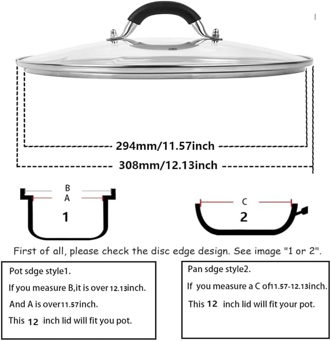12 Inch Tempered Glass Lid for Lodge 12" Cast Iron Skillets & 7QT Dutch Ovens - Image 2
