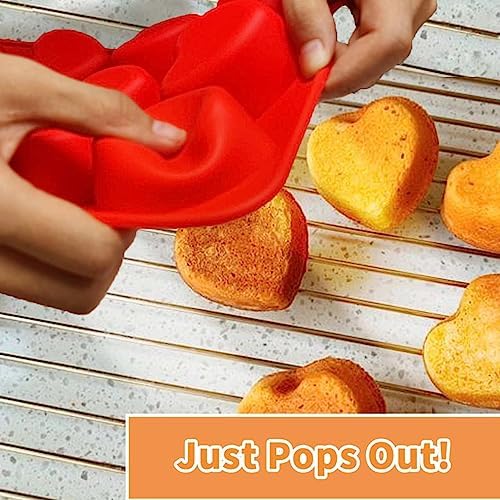 SILIVO 2 Pack Heart Shaped Cupcake Pan, Nonstick Heart Shaped Muffin