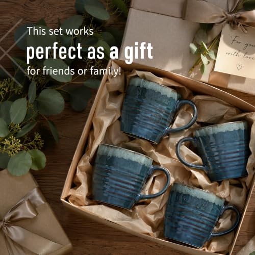 Ava Nord Reactive Glaze Stoneware Ceramic Coffee Mugs 4 Pack - 14oz