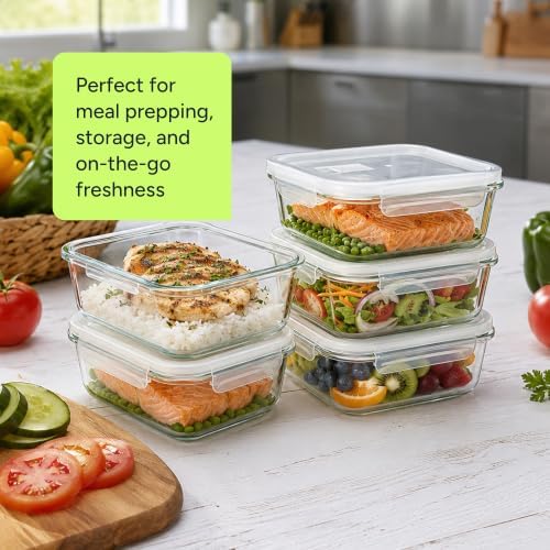 PrepNaturals 5 Pack 30oz Glass Meal Prep Containers