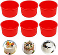 Silicone Mini Round Cake Molds, 4 Inch, Red, Set of 6