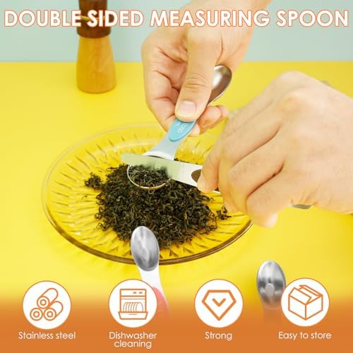 Magnetic Measuring Spoons Stainless Steel Double Sided Teaspoon Easy
