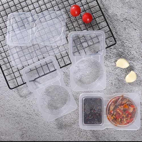 VOUKEN 10Pcs Double Compartment Condiment Container with Lid Double