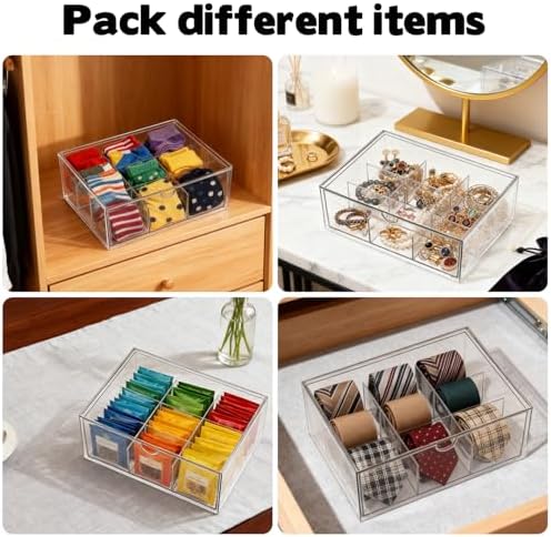 Rainmae Tea Bags Organizer Clear Acrylic Teabag Drawer Holder with 9