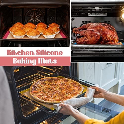 Nuanchu 8 Pcs Silicone Baking Mat Non-stick Baking Half Sheet, Multi