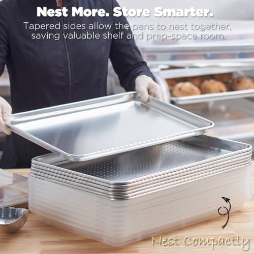 CURTA 6 Pack Aluminum Sheet Pan, NSF Listed Half Size 18 x 13 inch