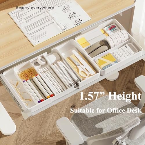 Shallow Desk Drawer Organizer, 1.73" Modular Expandable Tray