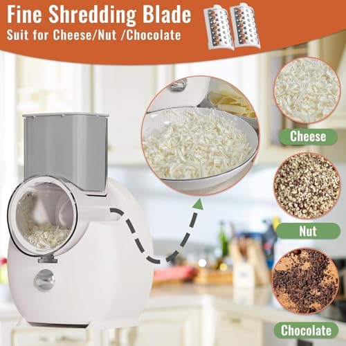 Electric Cheese Grater, 3 Changeable Blades, White