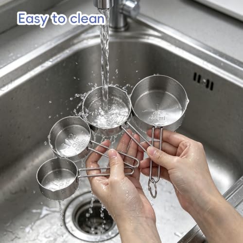 Measuring Cups and Spoons Set 8PCS Silver Stainless Steel