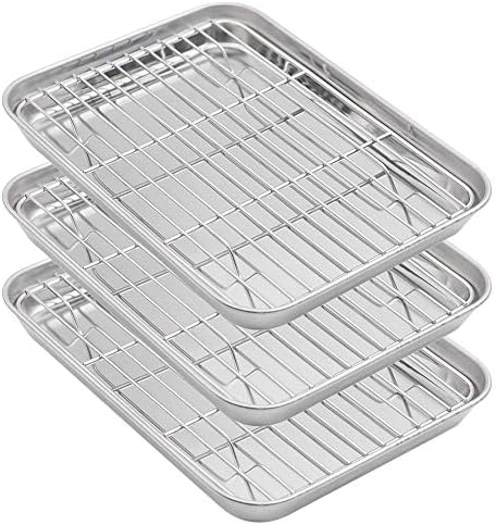 Aspire Stainless Steel Baking Sheet Pan Tray Set with Rack