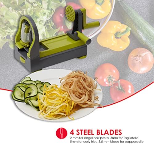 Home Basics 4-Function Tabletop Spiralizer, Green