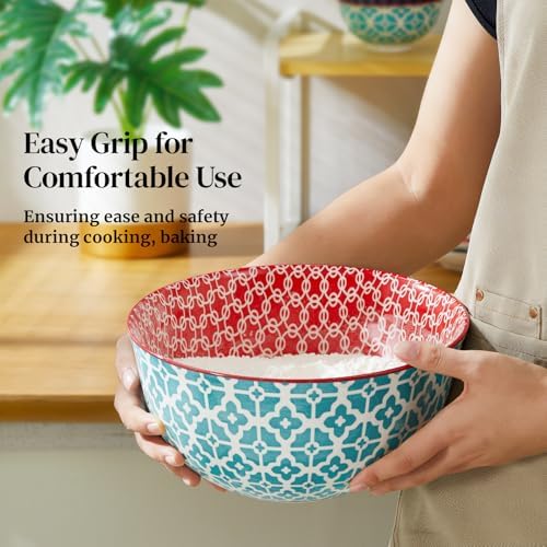 DOWAN Mixing Bowls, Ceramic Mixing Bowls for Kitchen, Colorful Vibrant