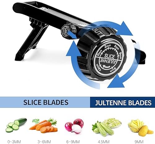 WELTONHM Stainless Steel Mandoline Slicer, Black