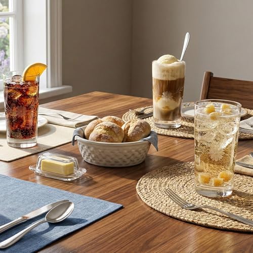 Royalrose Delight 13.5 oz Drinking Glasses Set of 4 (Highball Glasses)