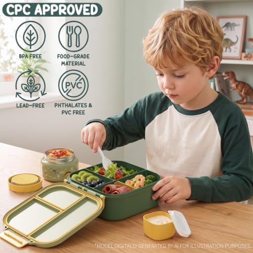 Fimibuke Kids Bento Lunch Box w/ 8.5oz Thermo Food Jar, Insulated