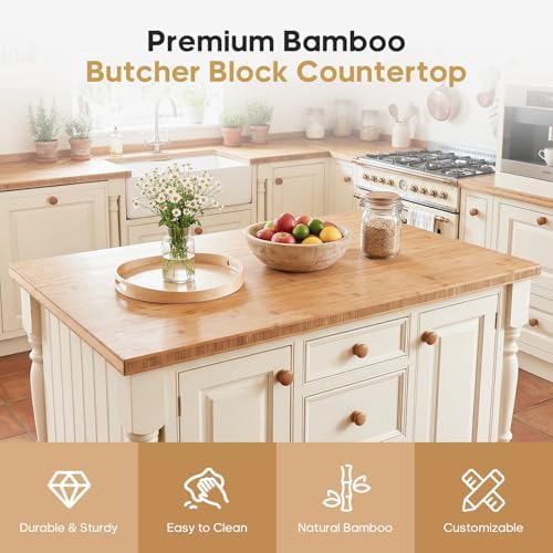 FAHKNS Bamboo Butcher Block Worktop, 24 x 25