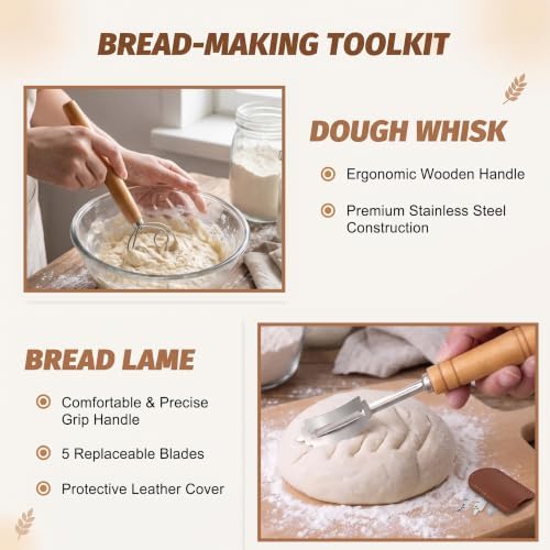 9-Inch Round Banneton Proofing Basket Sourdough Baking Kit