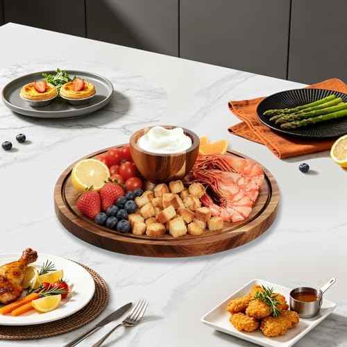 Acacia Wood Cake Stand with Lid, 12in Cake Stand with Acrylic Dome