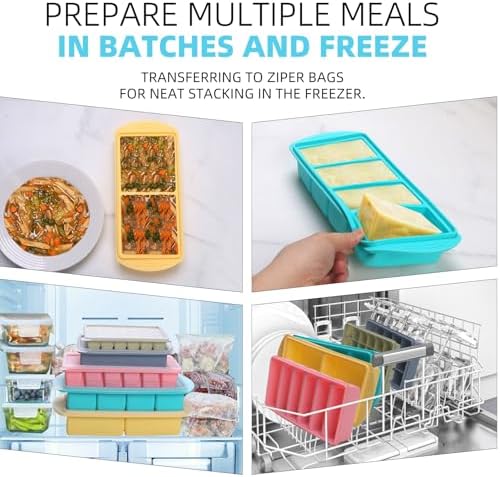 Silicone Freezer Molds Gift Set with 1 Tbsp,2 Tbsp, 1/2, 1, and 2 Cup