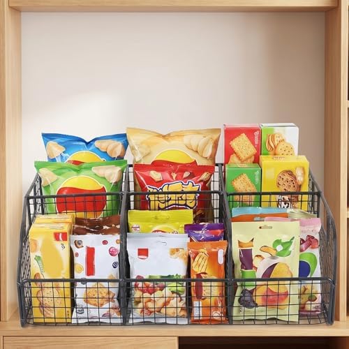 Snack Organizer for Countertop, 6 Compartment Snack Box Bin, Bar