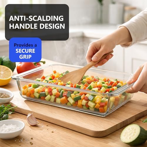4-Piece Deep Glass Baking Dish Set with Plastic Lids