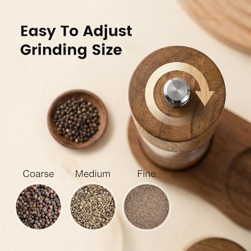 Wood Manual Salt and Pepper Grinder Set, Brown