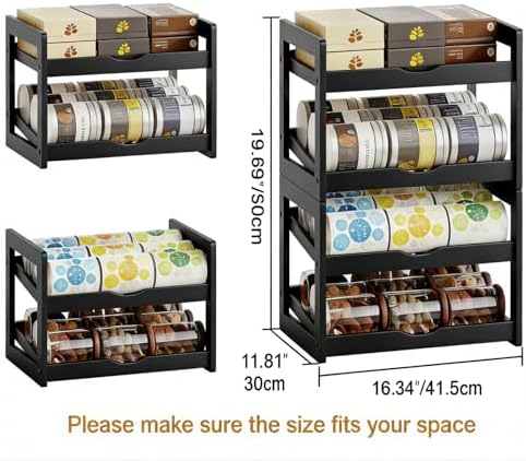 BAMBANG Can Organizer for Pantry, Detachable Bamboo 4 Tier Stackable