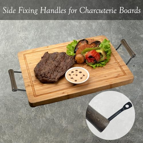 4 Pack Serving Tray Handles Wood Cutting Board Metal Side Fixing