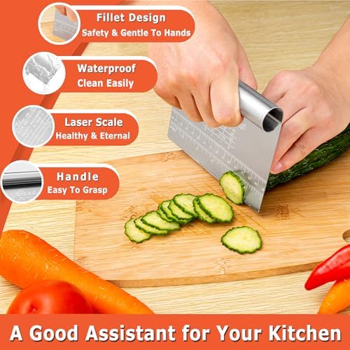 Bench Scraper Dough Pastry Cutter Stainless Steel Blade Kitchen Baking