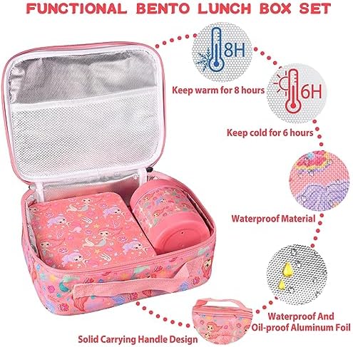 Bento Lunch Box Set for Kids with 10oz Soup Thermo, Leak-Proof Lunch