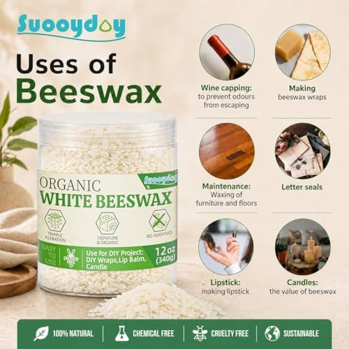 Beeswax Pellets, 12oz, Triple Filtered White Beeswax