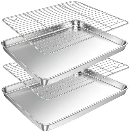 Stainless Steel Baking Sheet with Rack, 16 x 12 Inch Cookie Sheet
