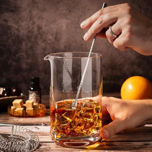 Cork & Mill Cocktail Mixing Glass Set, 24 oz Crystal Bar Tool Kit
